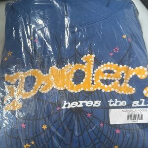 blue and yellow sp5der hoodie. brand new. accepting pay pal